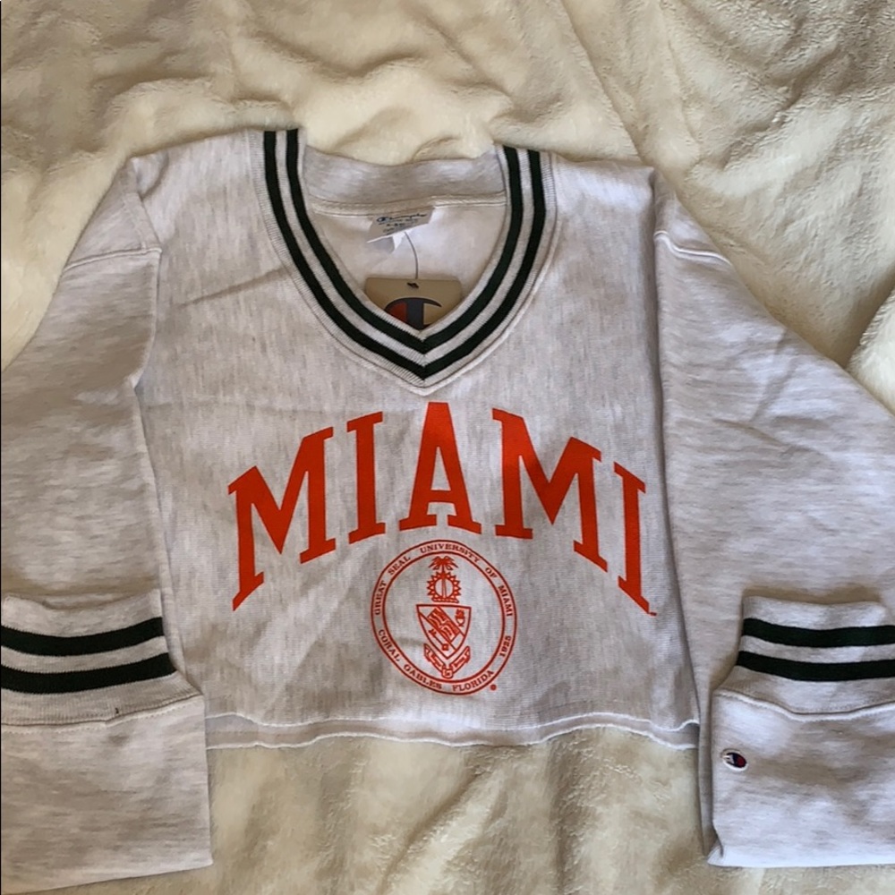NWT University of Miami Cropped Sweatshirt